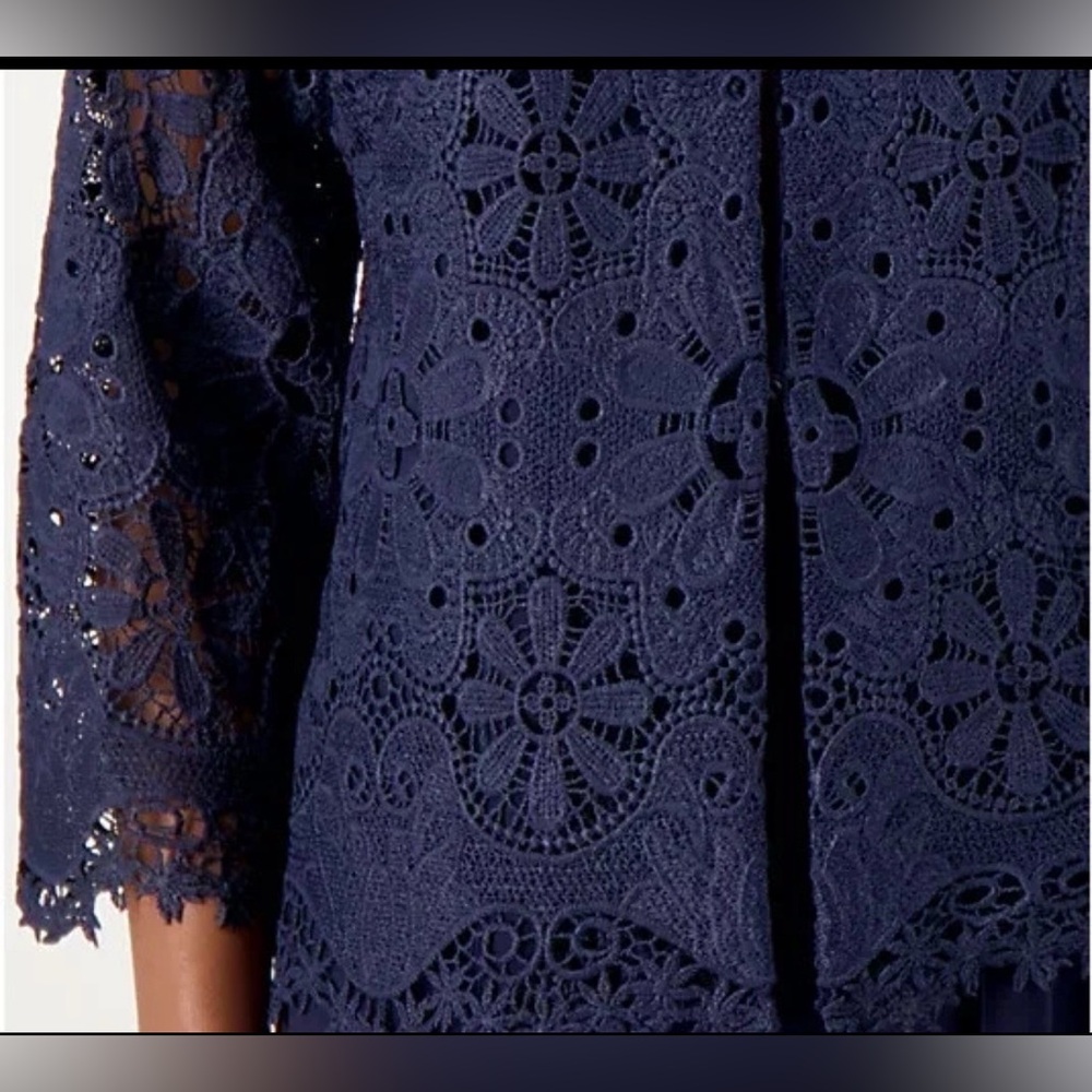 Susan Graver Occasions Crochet Lace 3/4 Sleeve Cardigan - Picture 3 of 3